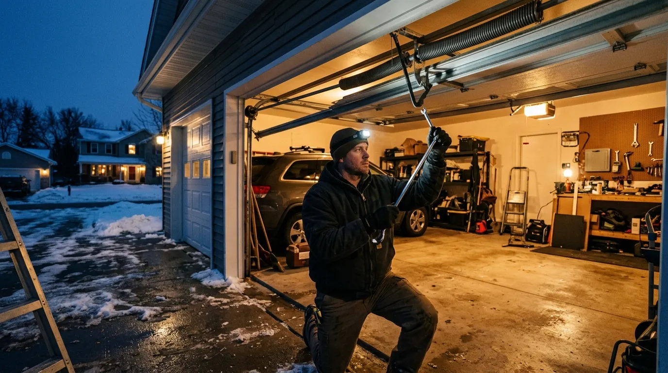 Garage door detail illustrating garage doors in chicopee: built for a different era, working in a colder one