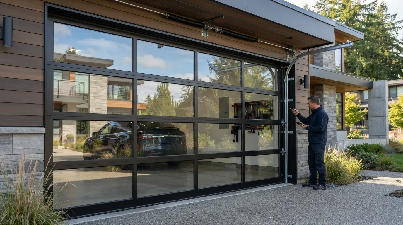 New residential garage door installed on a Chicopee Massachusetts home